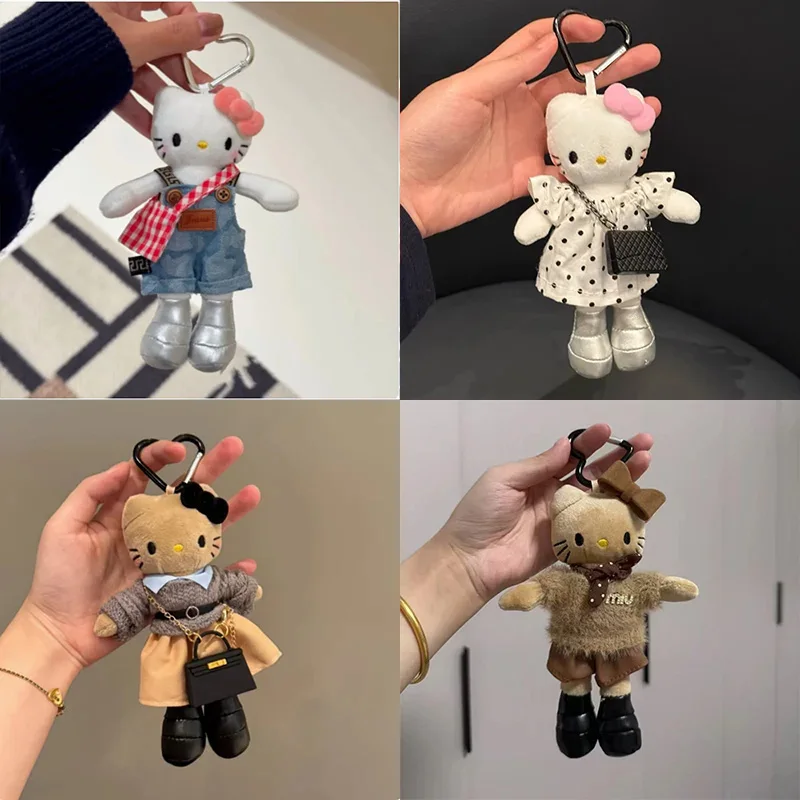 جديد Kawaii مرحبا كيتي أنيمي دمية الحب مشبك حقيبة سلسلة مفاتيح معلقة حلية جرلي وزرة الكرتون خرقة دمية الفتيات هدية