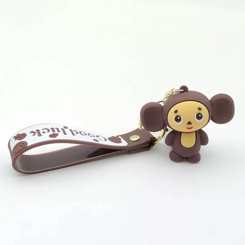 Movie Cheburashka Monkey Keychain Cute Silica Gel Doll Toy Cosplay Animal Keyring Pendant Key Chains Prop Xmas Gift