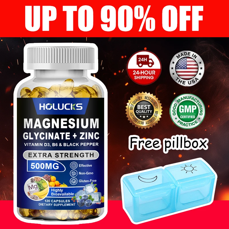 Pure Magnesium Glycinate & Zinc Supplement, for Calm Nerves, Boost Immunity,  Better Sleep, Hormone Balance, Year-Round Wellness