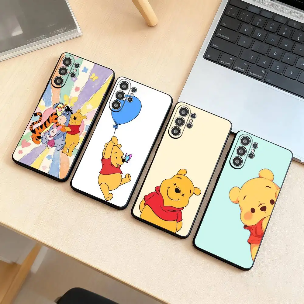 W-Winnie the P-Pooh Cartoon  Phone Case Black Silicone Soft For Samsung S25,S24,S21,S22,S23,S30,Ultra,S20,Plus,Fe,Lite Gift