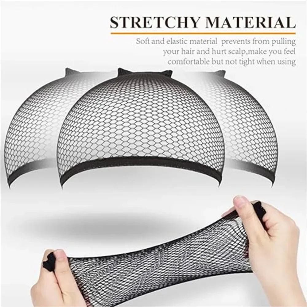 Black Mesh Net Wig Caps Liner Weaving Caps for Wigs Elastic Hair Net Close End Fishnet Wig Caps Average Size