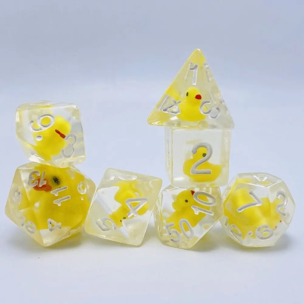 7Pcs/set 7-Die Table Game DND Dice Filled with Ducks Animal Party Game Polyhedral Dice D4 D6 D8 D10 D12 D20 Acrylic Game Dice