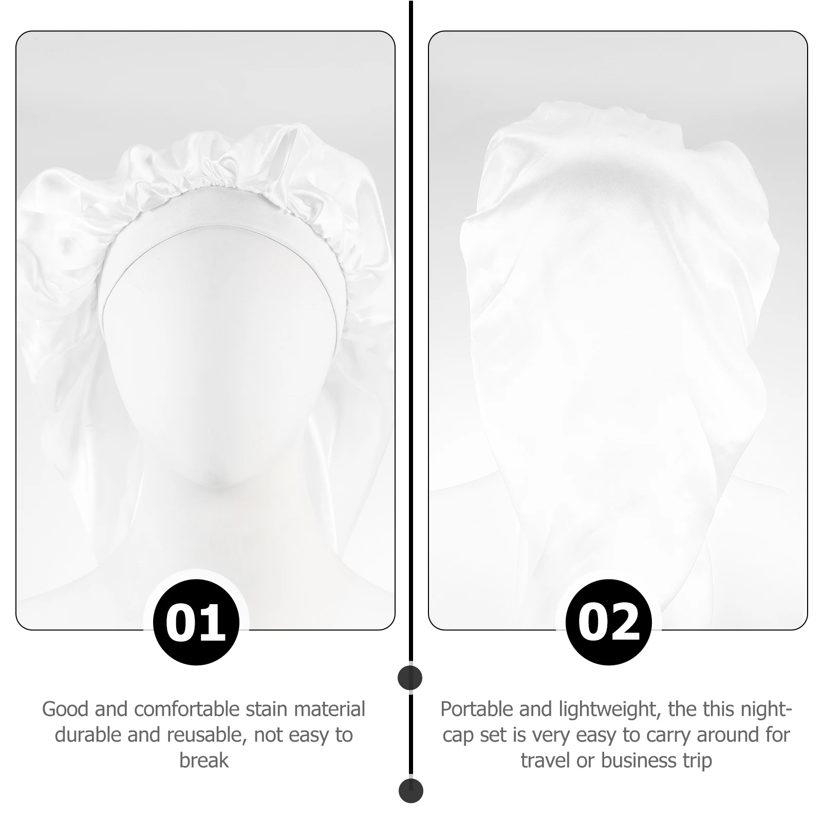 

1Set Satin Sleep Bonnet Hair Care Set Comfortable Lightweight Reusable Stain Resistant Hair Beauty Hat For Women Adults Travel