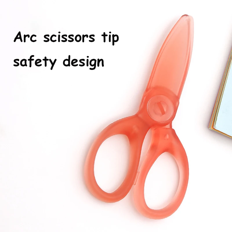 Macaron Color Transparent Resin Student Scissors Children's Handmade Paper-cut Scissors Safe Design for Safe Use