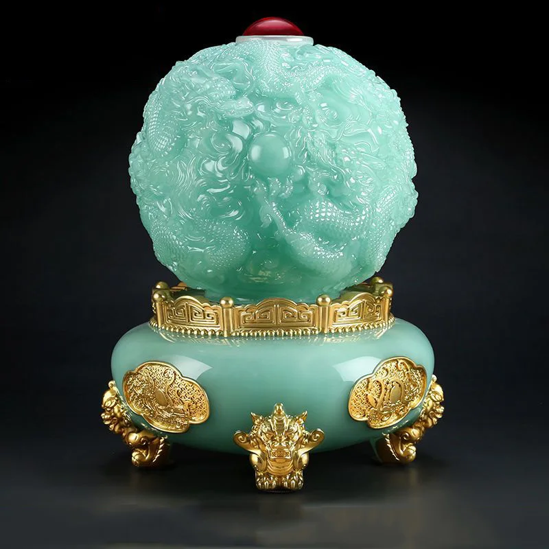 xx-Fortune Dragon Pattern Rotating Art Resin Decoration Livingroom Fengshui Wealth Ornaments Store Office Fengshui Accessories