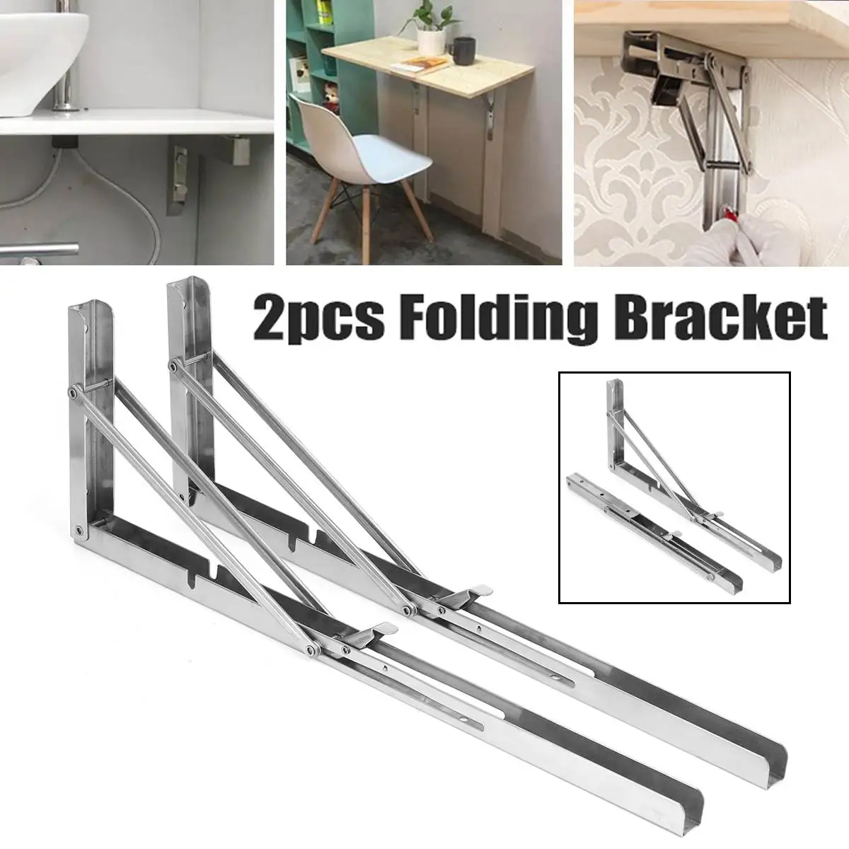 2pcs Stainless Steel Shelf Bracket Folding Stand Table Shelf Support Wall Mounted Goods Shelve Mesa De Pared Plegable Bookshelf