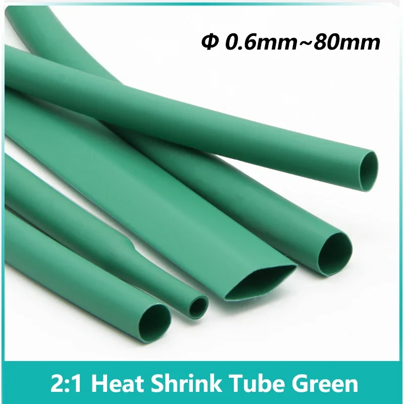 

1M~40M Green 2:1 Heat-shrink Tubing Diameter 0.6~80mm Heat Shrink Tube Wire Repair Protector Cable Connector Insulation Sleeving