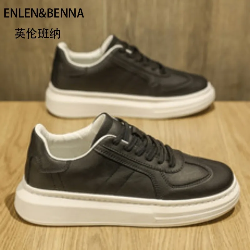 

2025 four-season high-quality non-slip and wear-resistant leather surface light luxury platform fashion board shoes