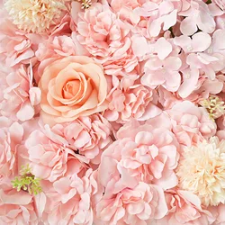 Artificial Silk Rose Flowers 3D Backdrop Wall Wedding Decoration Fake Flower Wall Panel For Baby Shower Background Home Decor