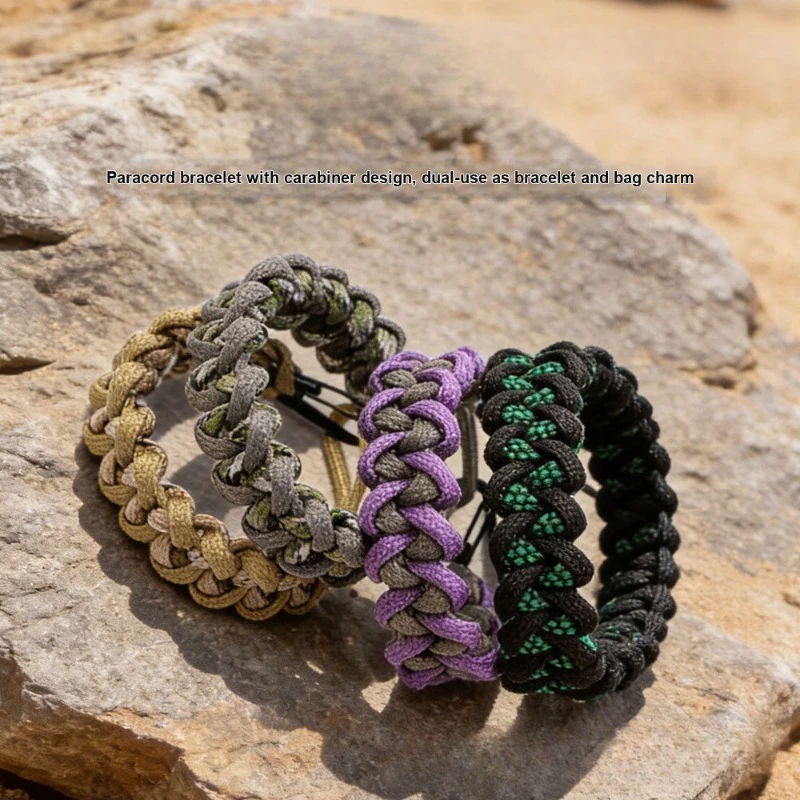 Outdoor Hand Woven Paracord Bracelet Protective Quick Hang Wrist Lanyard for Outdoor Activities