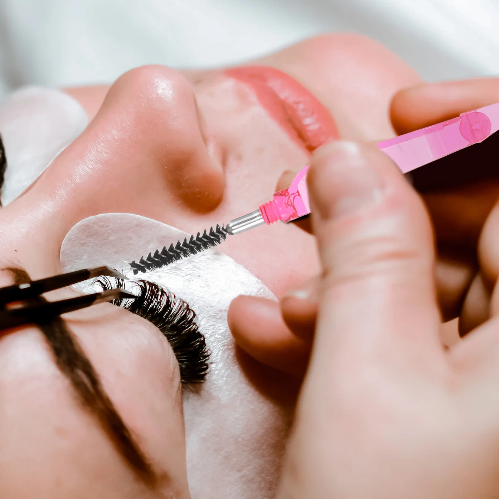 Peine Plegable para Pestañas Rojo, Cepillo para Pestañas 2 en 1 de Doble Cabeza, Separador de Rímel, Herramienta para el Cuidado de Cejas, Herramienta de Maquillaje Portátil