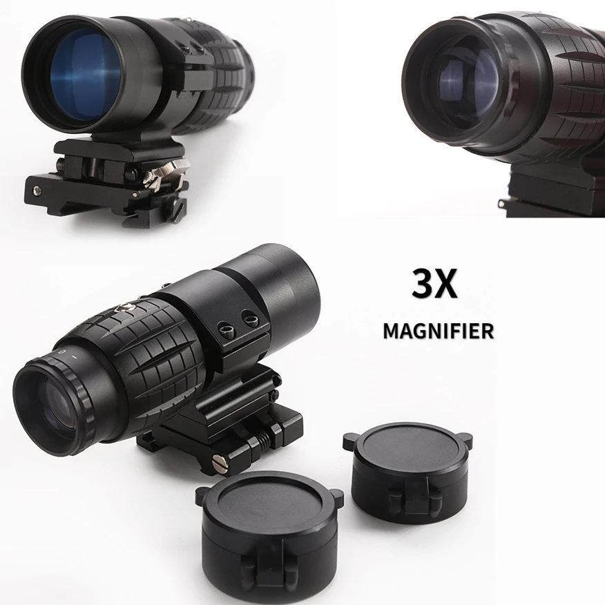 3X30mm 3X Magnifier Scope Sight with Quick Detach Flip to Side 20mm Rail Mount Hunting Optics for Holographic Reflex Red Dot