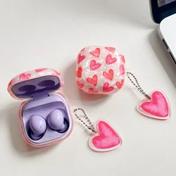 Funda de auriculares con diseño de dibujos animados para Samsung Galaxy Buds Live/Buds pro/Buds 2/Buds2 pro/Buds FE, Peach Heart sea Shell, con gancho