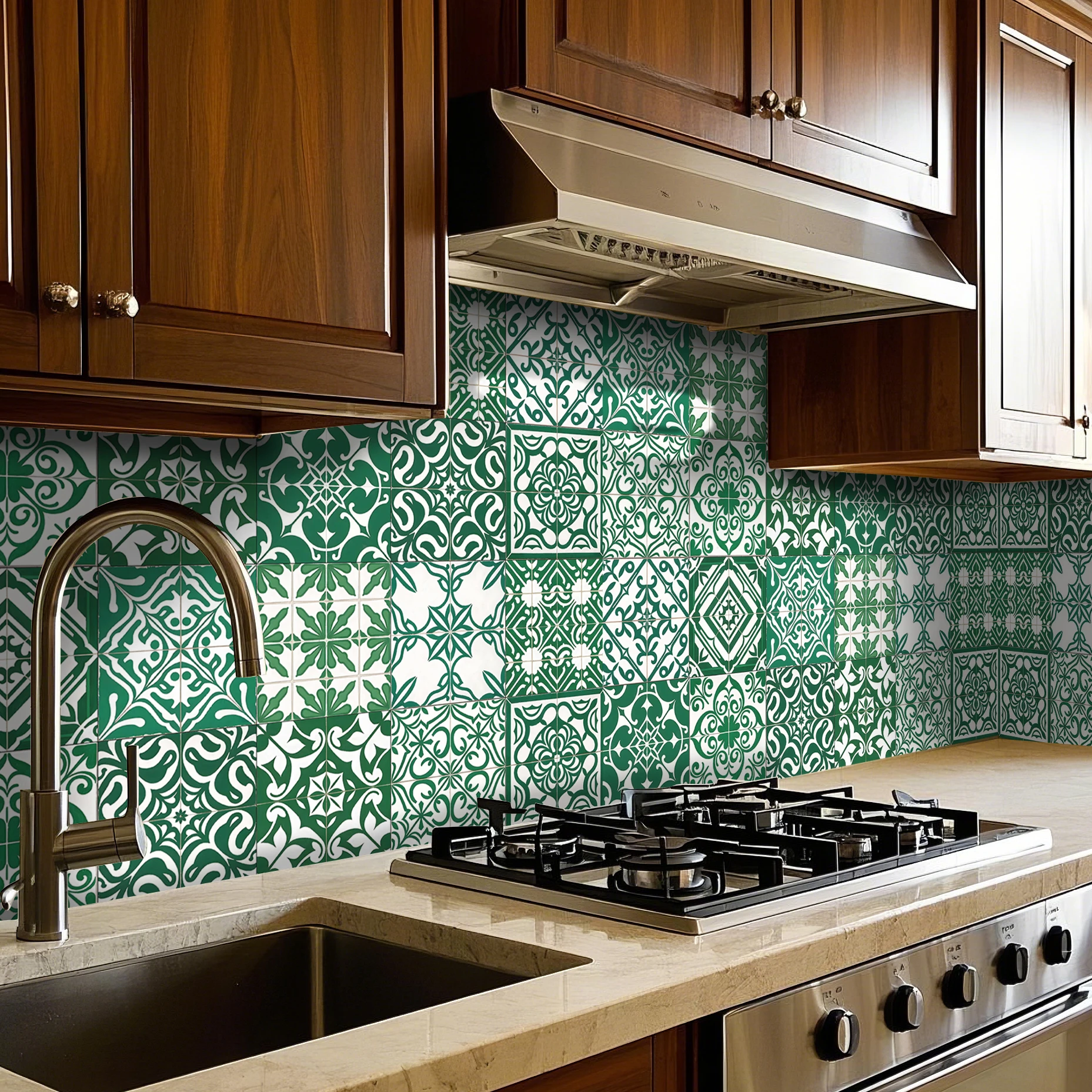 24Pcs  Peel and Stick Vinyl Wall Sticker, Art Floral Design Self-adhesive Wall Sticker Tile Transfer Decals for Kitchen a
