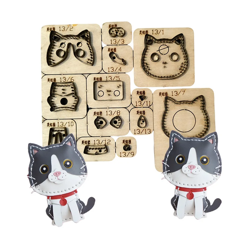 

British Shorthair Cat Pendant Bag Keychain Hanger Cutting Mold, Leather Cutting Tools, Japanese Steel Knife Wooden Mold Tools