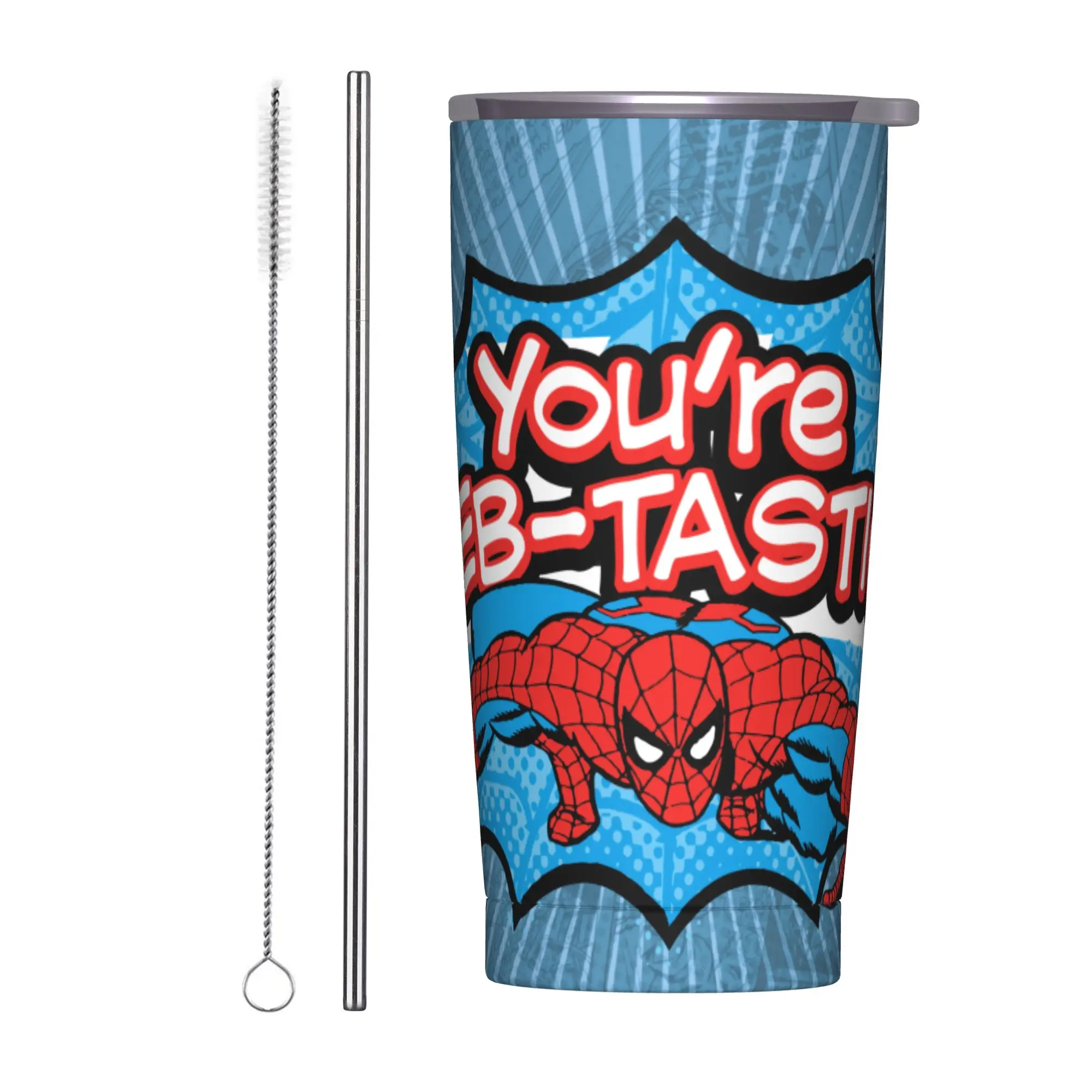 

Spider Man You're Web-Tastic Insulated Tumbler with Straws Vacuum Thermal Mug Office Home Car Bottle Cup, 20oz
