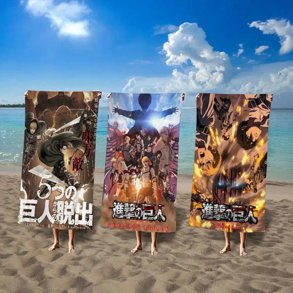 Anime A-Attack O-On T-Titan Classic Anime Beach Swimming Towel Soft Absorbent Washcloth Children's Gifts for Kids Travel Gym
