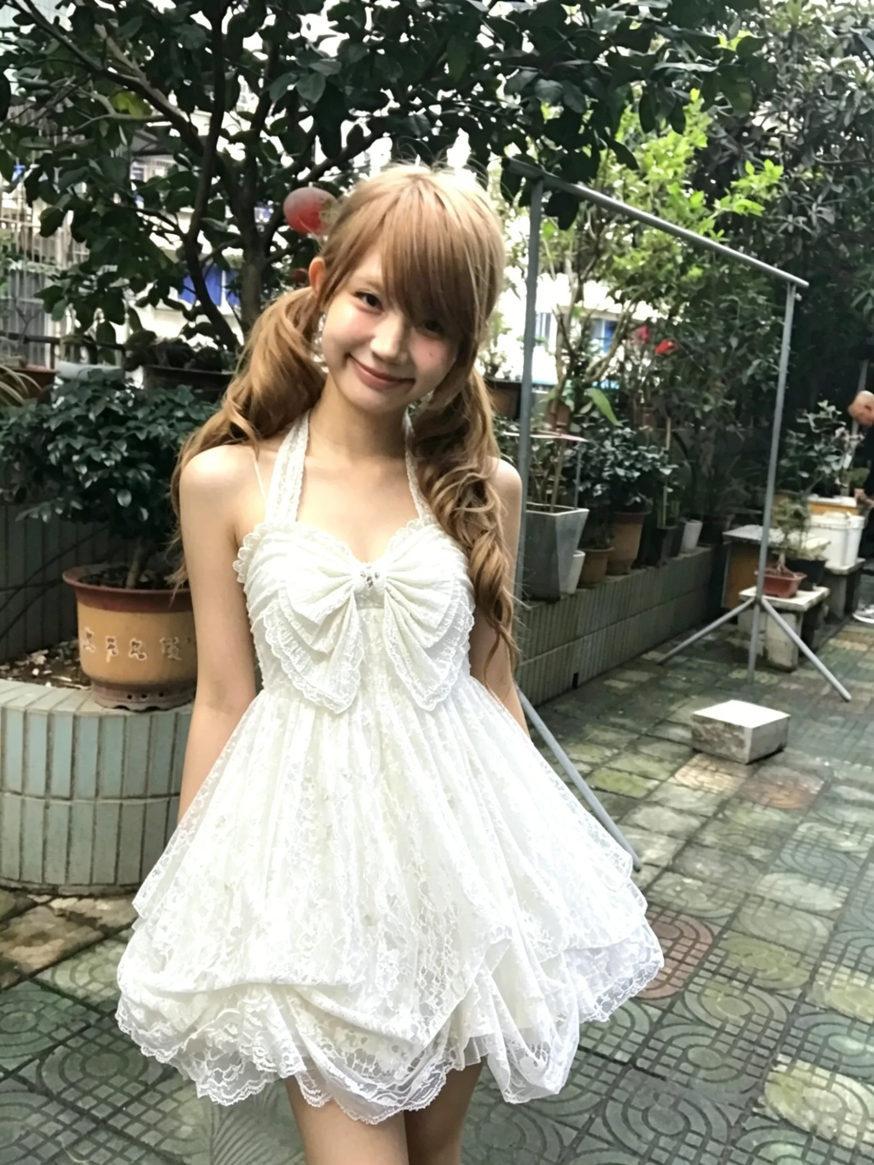 Y2K Harajuku Slim Bandage-Kleid für Damen, Sommer 2026, Japanischer Kawaii Vintage Stil, Süßes Spitzen-Rüschen-Kleid mit Schleife und Stufenrock im Lolita-Stil