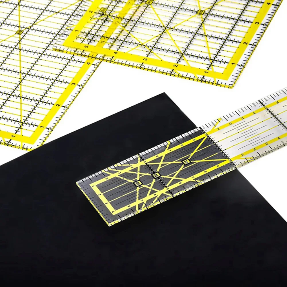AC62-5 Pack Acrylic Quilting Ruler Set Kit Square Acrylic Quilter Ruler Fabric Cutting Ruler Clear Mark Acrylic Ruler Kit