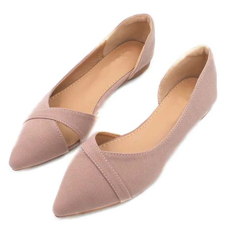 Women's Pointed Shallow Mouth Side Empty Flat Heel Flat Bottom Versatile Single Shoes for Pregnant Women Work Women's Shoes