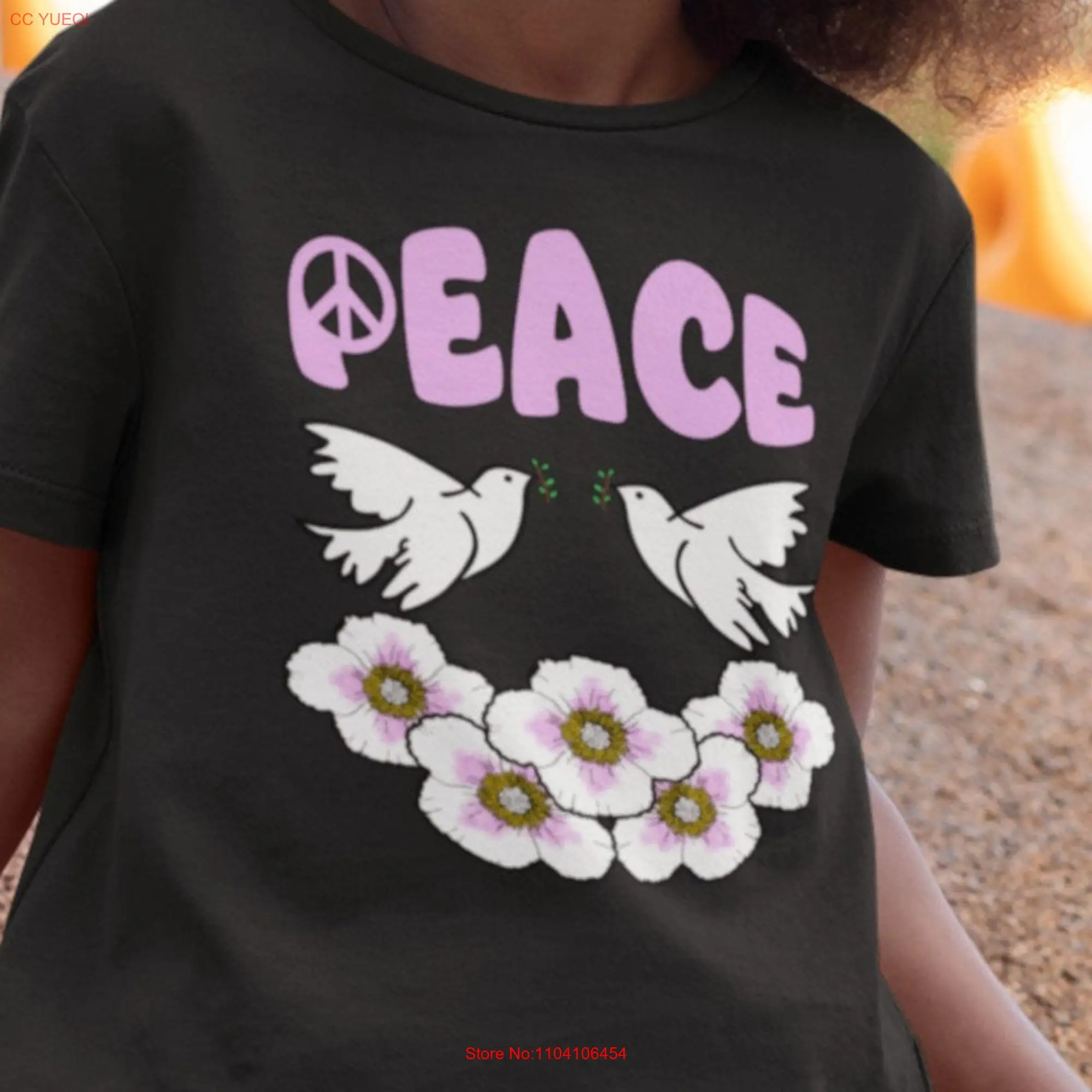 Celebrate Peace White Dove and Floral T Shirt Flowers of Apparel long or short sleeves