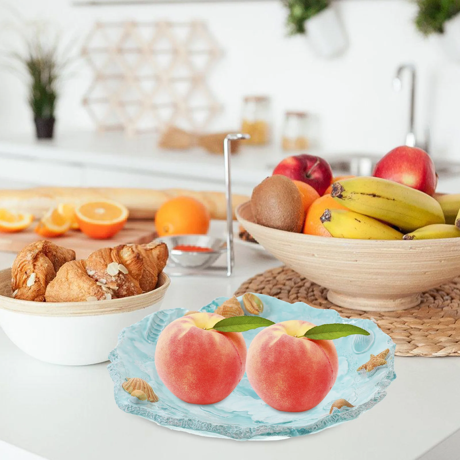 

1 шт., сервировочное блюдо из смолы средиземноморского фруктов, декоративный поднос для стола для столовой, гостиной, журнальный столик, десертные конфеты