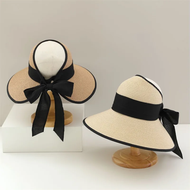 USPOP Two-piece Sets Empty Top Straw Hat Women Summer Beach Sunshade Large Capacity Shoulder Bag