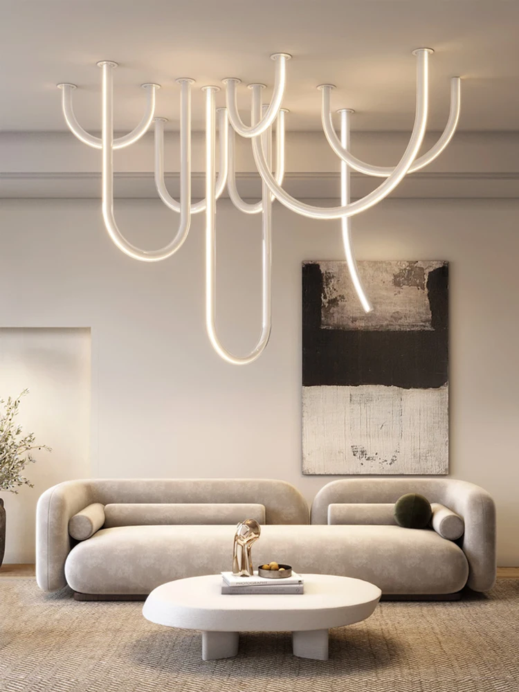 

Modern Ceiling Chandelie Led Minimalist Creative U Shape Chandelier & Pendant Lamp Dimmable Fixture For Rings Home Decoration