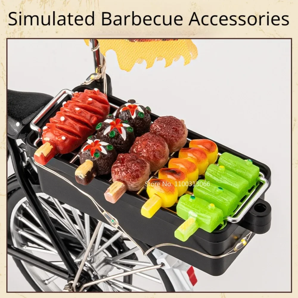 1: 10 Retro Bicycle Toy Car Model simulazione lega diecast veicolo 28 Style Night Market Barbecue Bike per Boy Gifts Collection