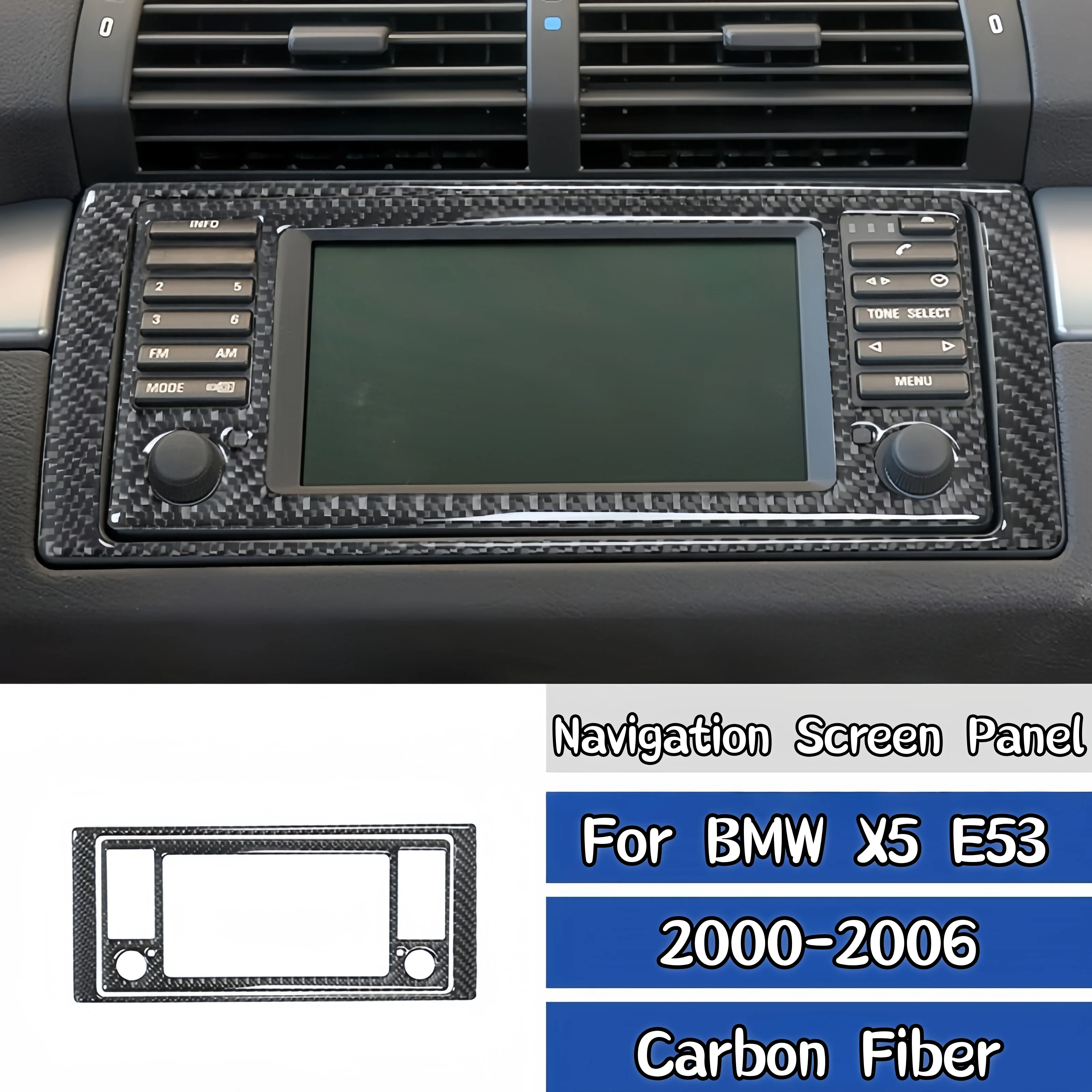 

Для BMW X5 E53 2000-2006 углеродное волокно авто центральная консоль навигационный экран панель отделка крышка декоративная наклейка автомобильные аксессуары