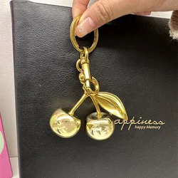 Glitter Gold Cherry Keychain Cherries Pendant For Handbag Shoulder Bags Decorations Women's Bag Charm Accessories Gift