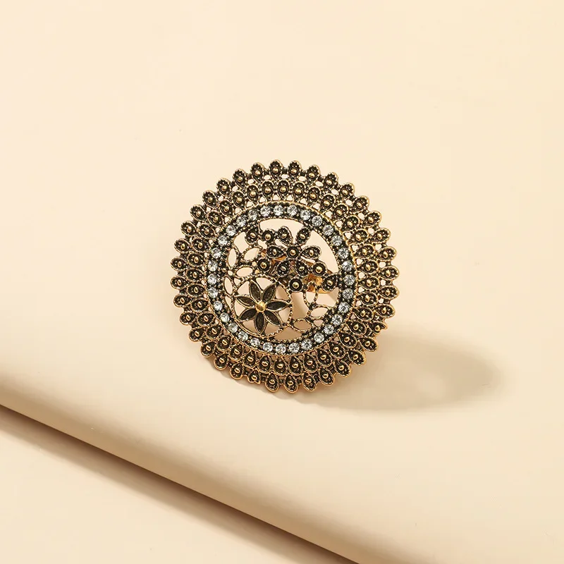 반지 Fashion Classic Indian Metal Rings For Women Boho Carved Flower Rhinestone Wedding Finger Ring Jewelry For Accessories