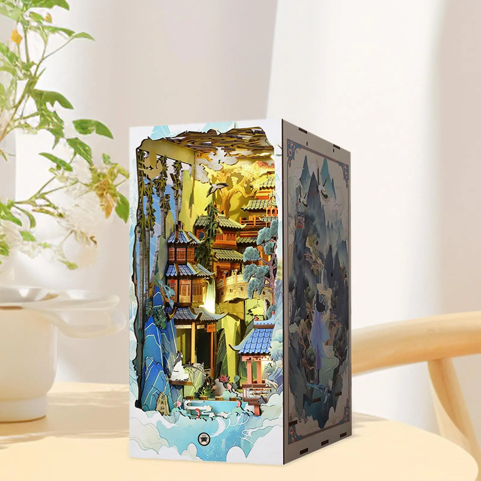 DIY Book House Kits Building Puzzles with Light Bookend Bookshelf Insert Bookcase for Teens Children Kids Adults Holiday Gifts