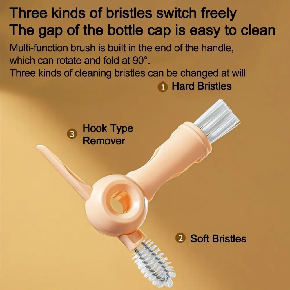 Sikat Botol Air 5-in-1 Spons Nylon Bulu Lembut Sikat Botol Susu Bebas BPA 360 °   Set Sikat Pembersih Botol