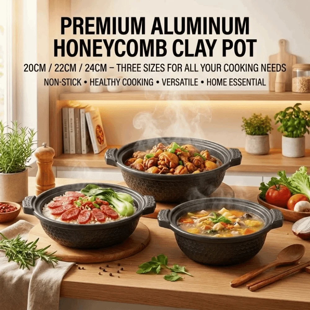 

Aluminum Alloy Honeycomb Casserole Pot Non Stick with Lid Casserole Stew Pot Heat Resistant Cooking Tools Korean Stockpot