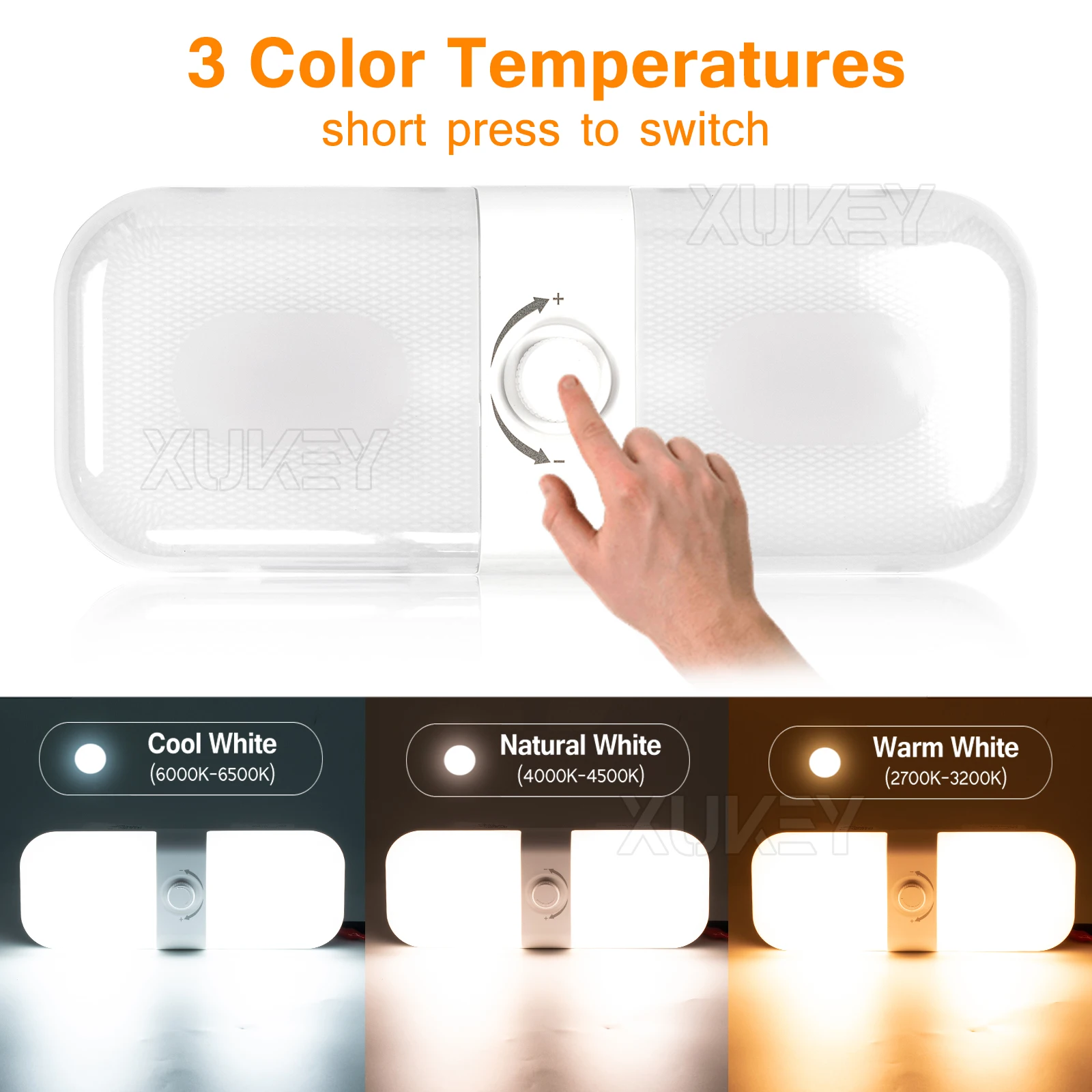 Roof Highlight Rv Reading Light 120Led 12-24v Switch Cab Ceiling Dome Light 3 Color Tem Dimmable Cabin Interior Lamp Camper Boat