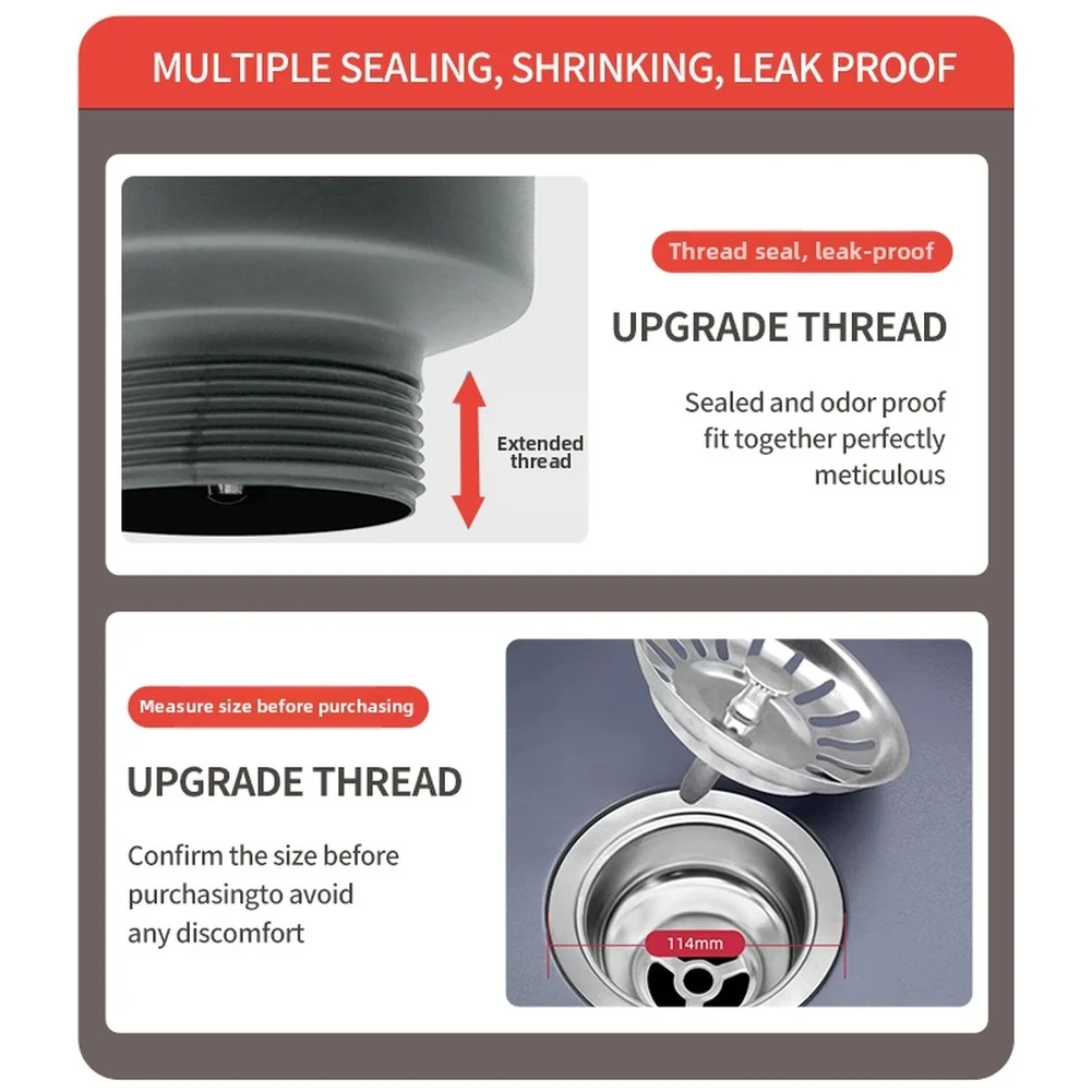 Removable Filter Screen Kitchen Sink Strainer For Daily Kitchen Cleanup Upgraded Thread Seal Design Tight Fitting Structure