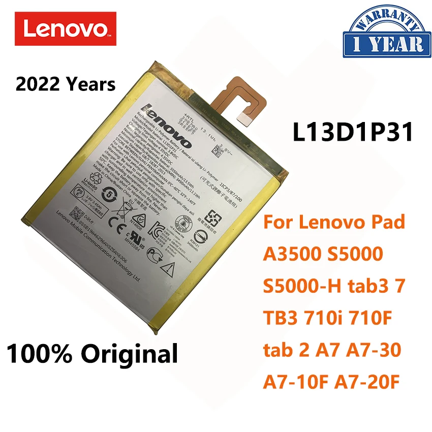 

Original 100% New L13D1P31 Battery For Lenovo Pad A3500 S5000 S5000-H tab 3 7 TB3 710i 710F tab2 A7 A7-30 A7-10F A7-20F Bateria