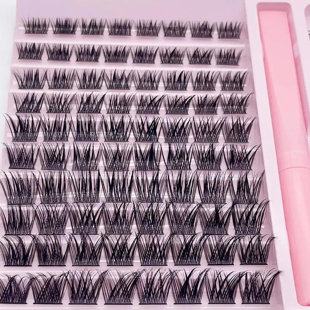 Mixed Length Cluster Lashes Kit with Glue DIY Individual Lashes Fluffy Self Application False Eyelashes Eyelash Extension