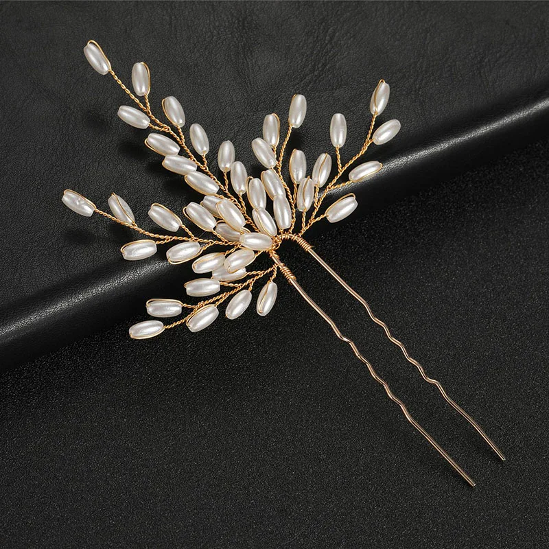 Floralbride Alloy Crystals Rhinestones Pearls Bridal Hair Pin Set Wedding Hair Sticker Clip Women Bridesmaids Hair Accessories