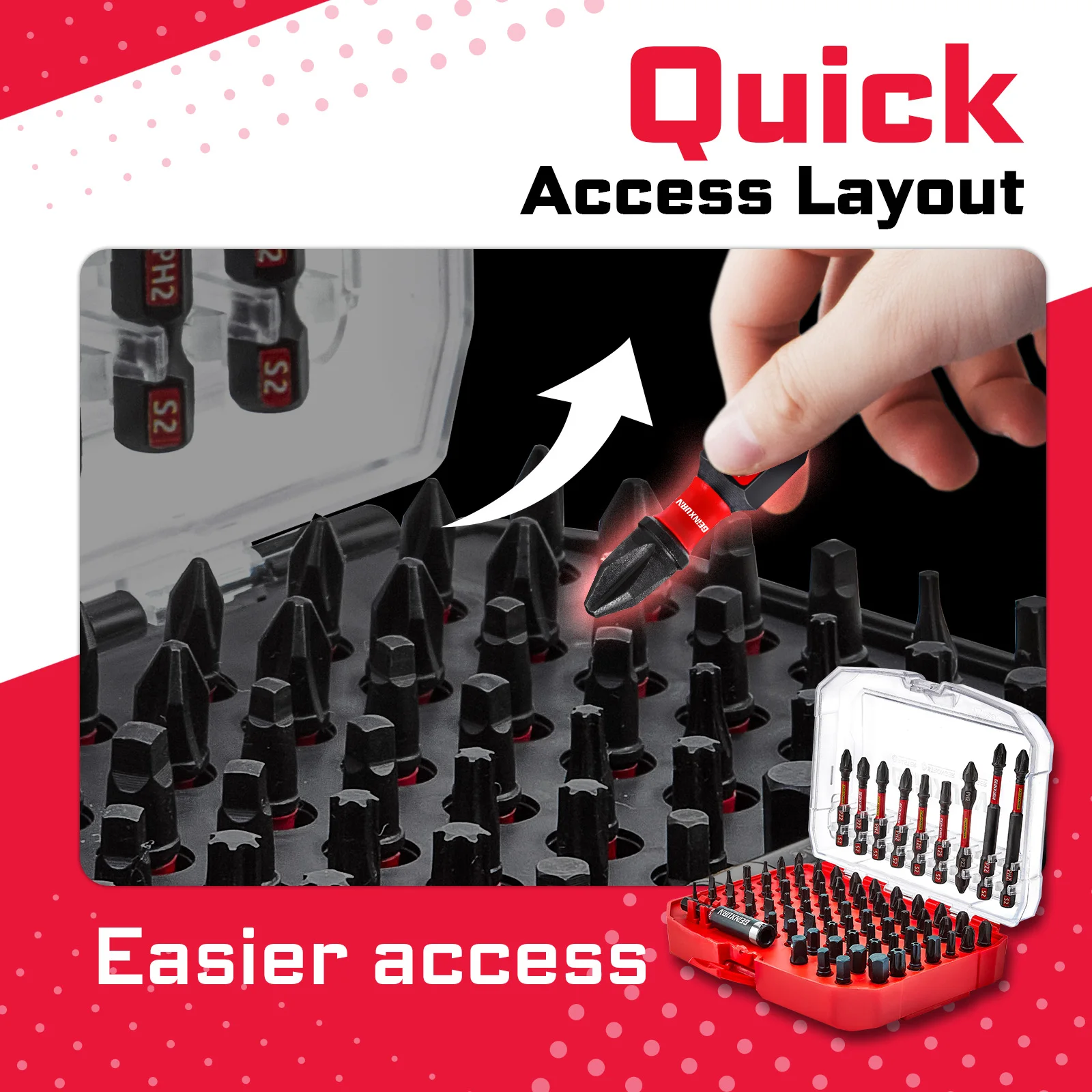 Geinxurn 83 ชิ้น Impact Magnetic Driver ชุด Bit, S2 Steel Bits (PH/Slotted/Torx/Hex/SQ), อะแดปเตอร์ซ็อกเก็ต & Black Storage Case