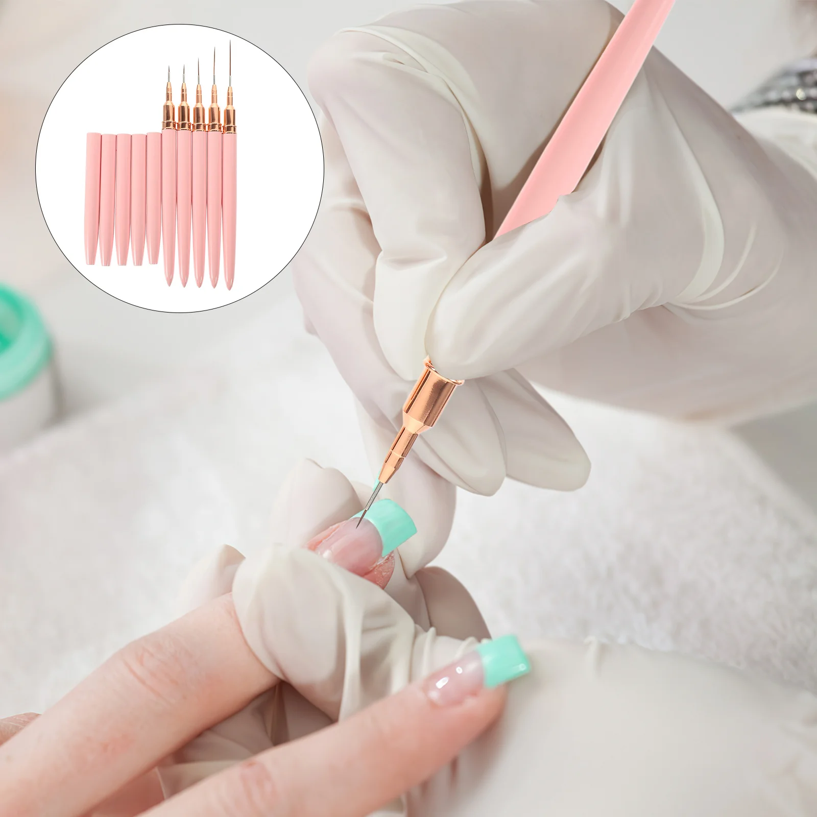 

5Pcs Nail Art Liner Brushes Durable Bright Color Thin Nails Drawing Pen Fine Nail Design for Salon Home Use Manicure Liner