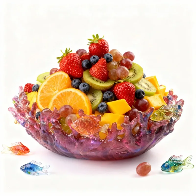 Glazed coral fruit bowl light luxury creative fruit plate snack plate desktop handicraft ornament holiday gift