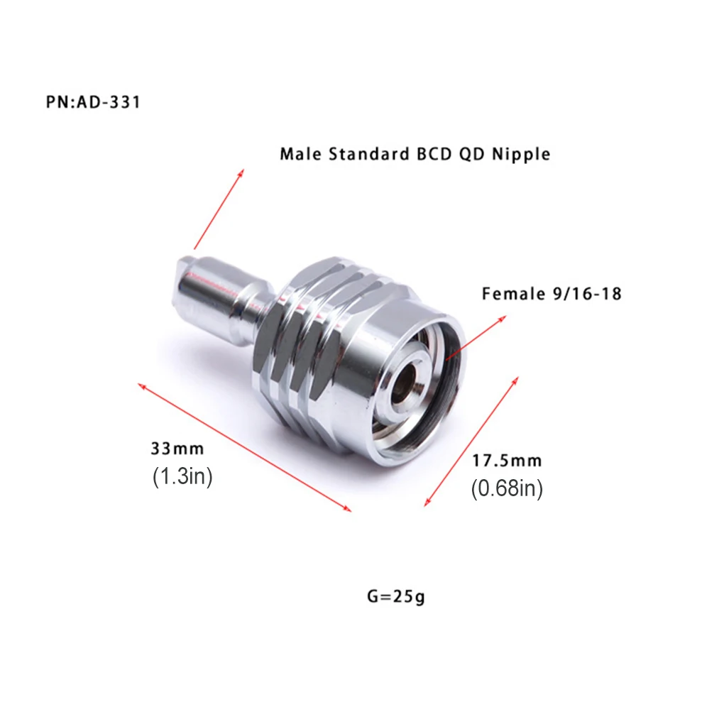 Brass Diving Connector Portable Detachable BCD Male Anti-rust 16-9-18 Female Snorkel Swimming Replacing Adapter