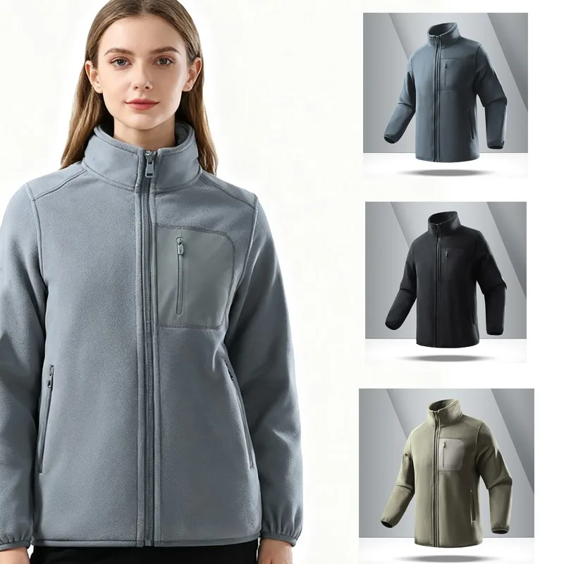 

Тяжелая зимняя флисовая куртка 2025 года для мужчин и женщин, уютное пальто на молнии с воротником-стойкой на плюшевой подкладке, повседневное теплое пальто