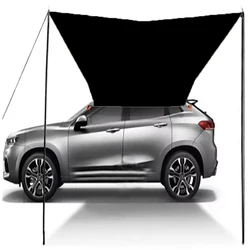 Car side Awning Black Coating Tarp Outdoor Waterproof Camping Black Coated Car Rear Shelter Tent for SUV Van