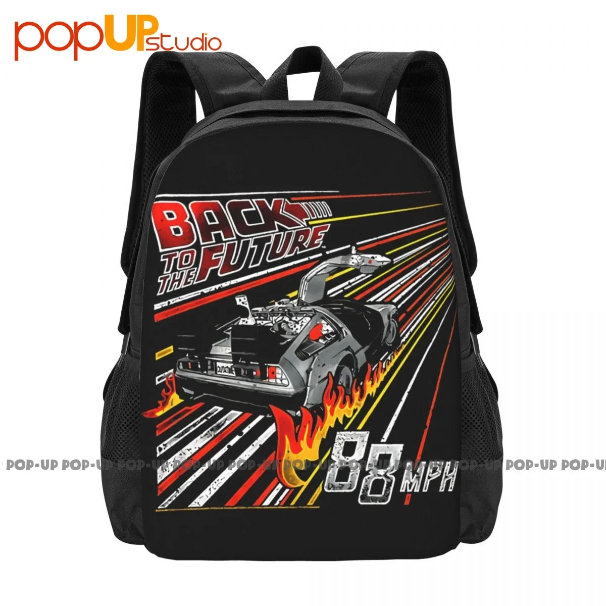 Back To The Future 88Mph Streaking Flames Time Travel Marty Backpack Large Capacity Backpack Storage Bag