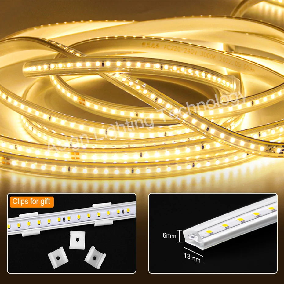 Tuya Smart LED Strip Lights 220V 2835 High Brightness Waterproof Flexible Tape 120LEDs/M IR/Bluetooth APP/Wifi Control Alexa