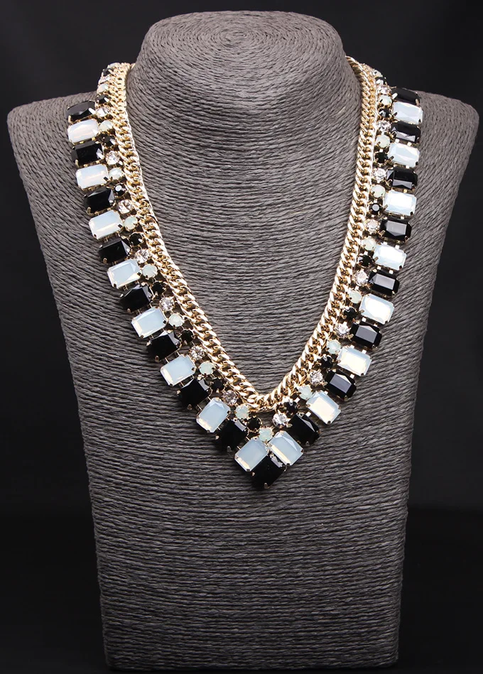 

DIY accessories 2015 European and American fashion 6-color gemstone rhinestone short collarbone necklace big-name exaggerated wo