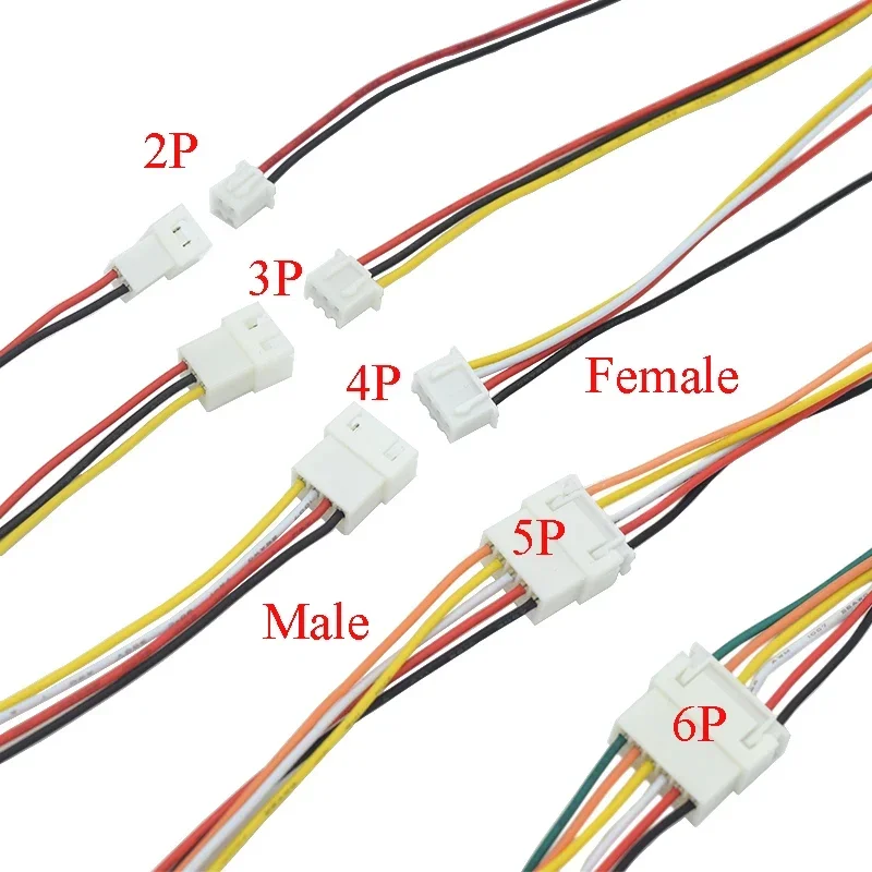 10Pairs JST XH 2.54 2P 3P 4P 5P 6PIN Male Female Plug Connector 2.54mm Pitch With Wire Cable Battery Charging Cable